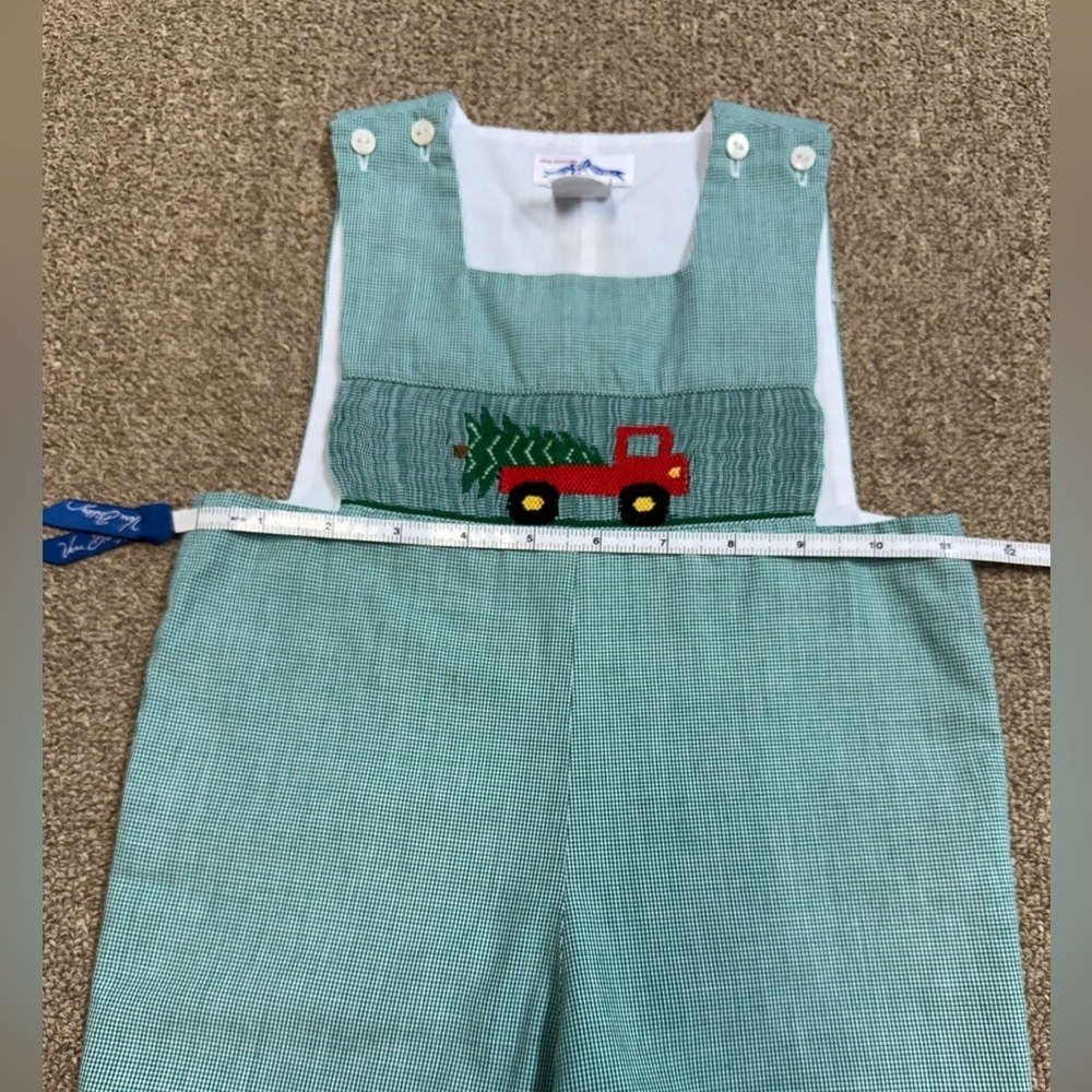Silly Goose Hand Smocked: Baby Boy Christmas Truck & Tree Jon Jon, Size 18m - Picture 6 of 9